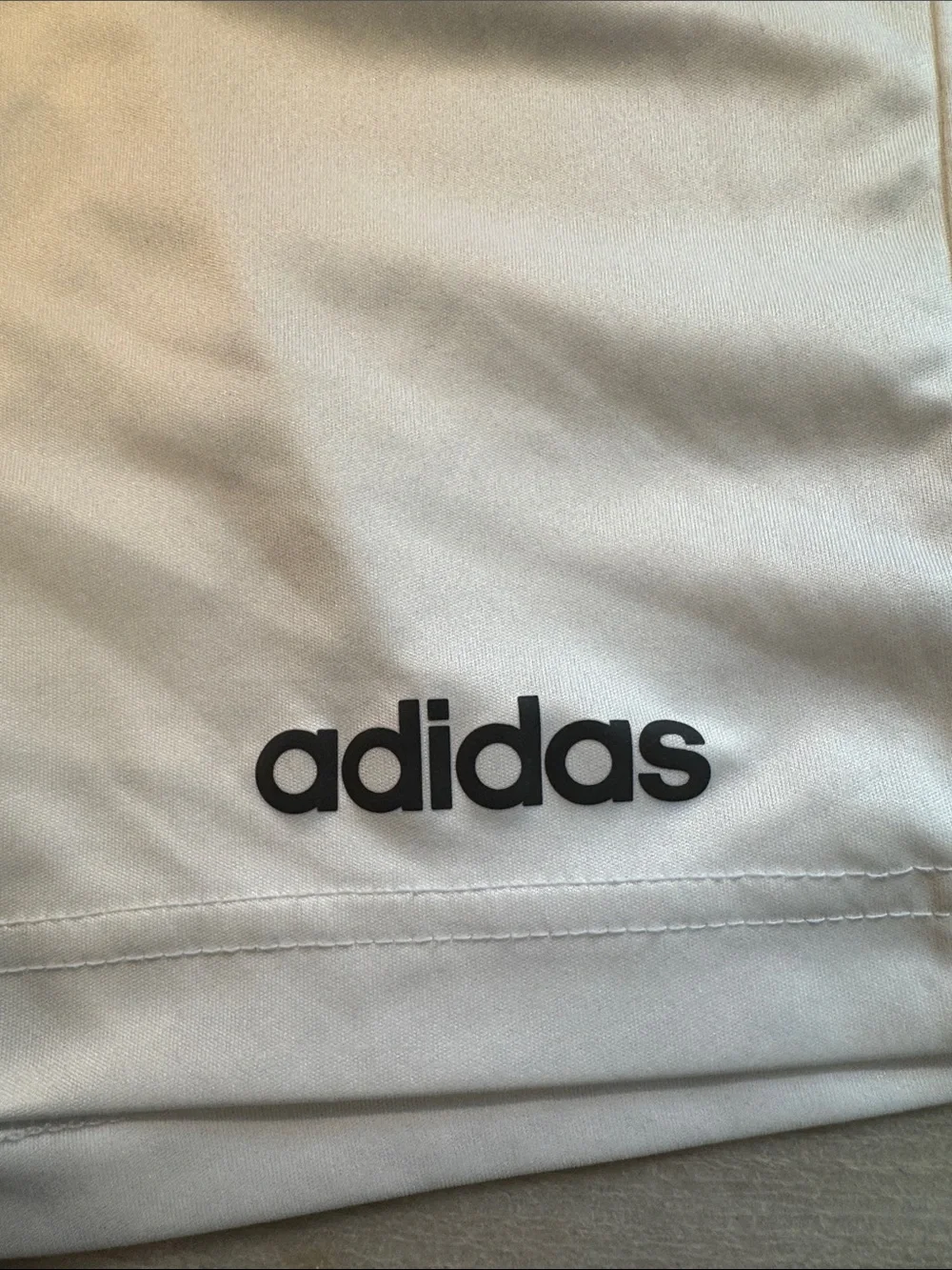 Adidas White Athletic Shorts with Black 3-Stripes Med
